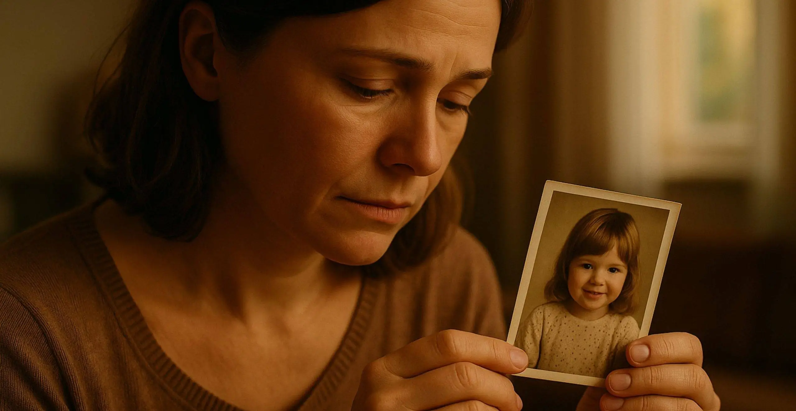 mujer-recuerda-su-nina-interior Mujer mirando una foto de su infancia – conexión con la niña interior y sanación emocional